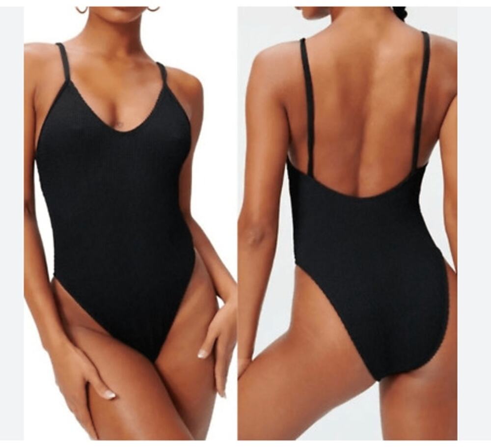 NWOT GOOD AMERICAN Always Fits Sexy Black One Piece Swimsuit